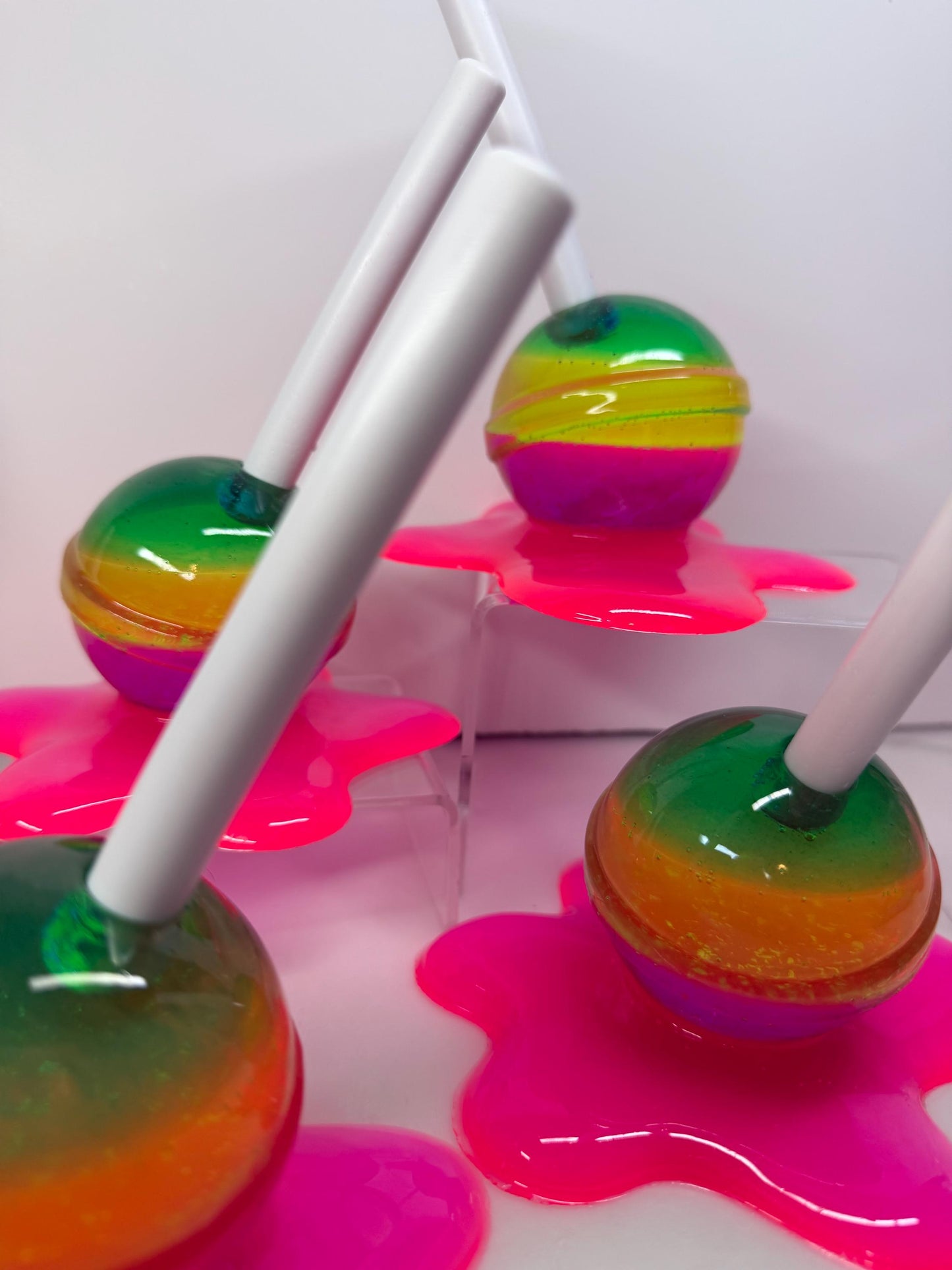 Melting Lollipop Extra Large Pop Art Decor Rainbow Layers Blue Yellow Purple Pink, Resin Sculpture, Candy Art
