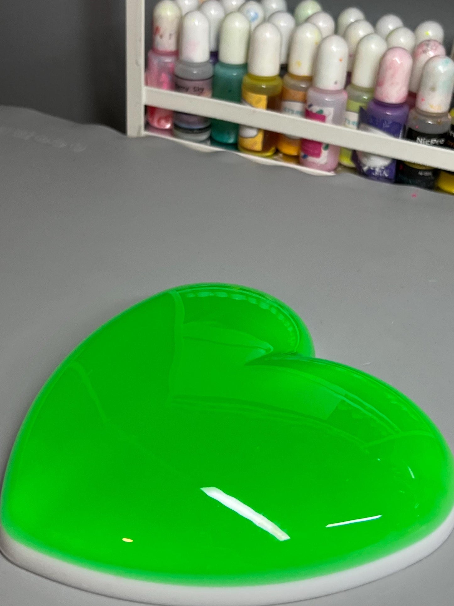 Neon Green Resin Heart Wall Art – Electric Green Pop Art Heart, Glossy Dopamine Decor