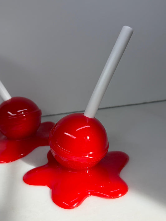 Melting Lollipop Extra Large Pop Art Decor Red, Resin Sculpture, Candy Art