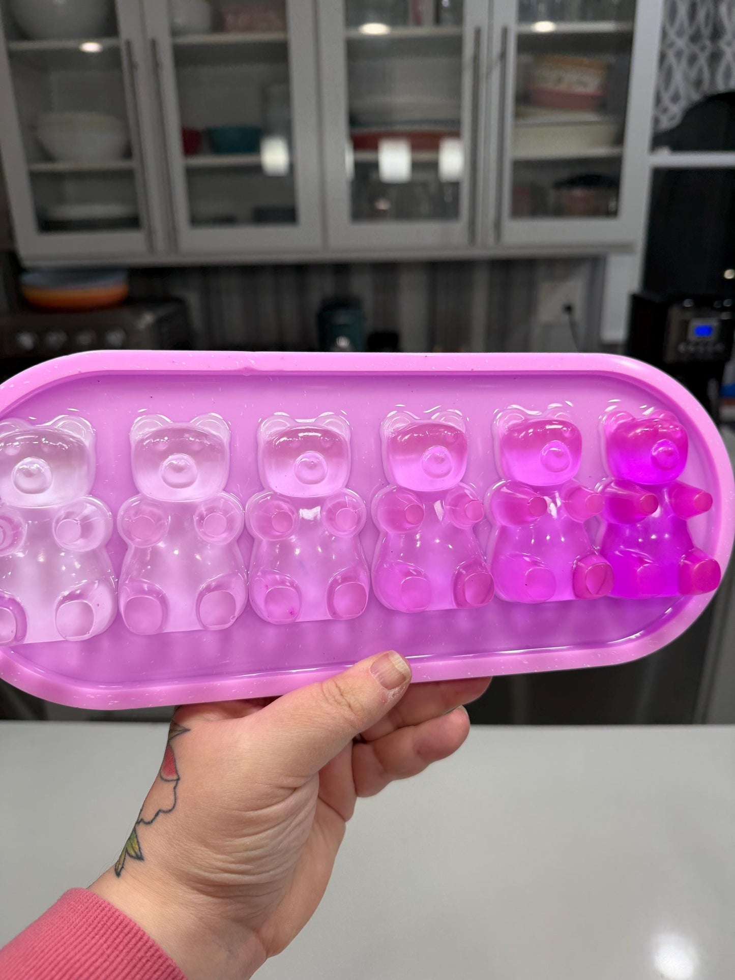 Violet Ombré Gummy Bears Wall Art — Handmade Resin Pop Statement (13×5”)