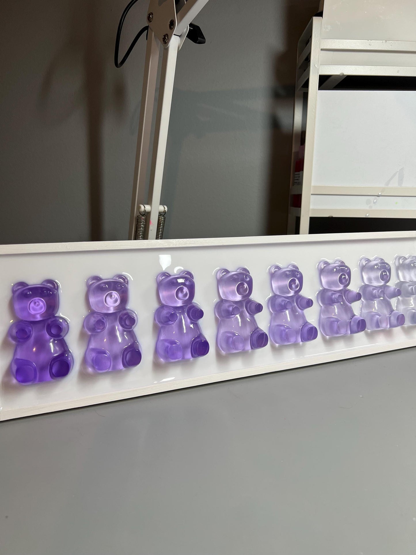 Purple Violet Ombre Resin Gummy Bear Wall Art: 3D Candy Pop Art