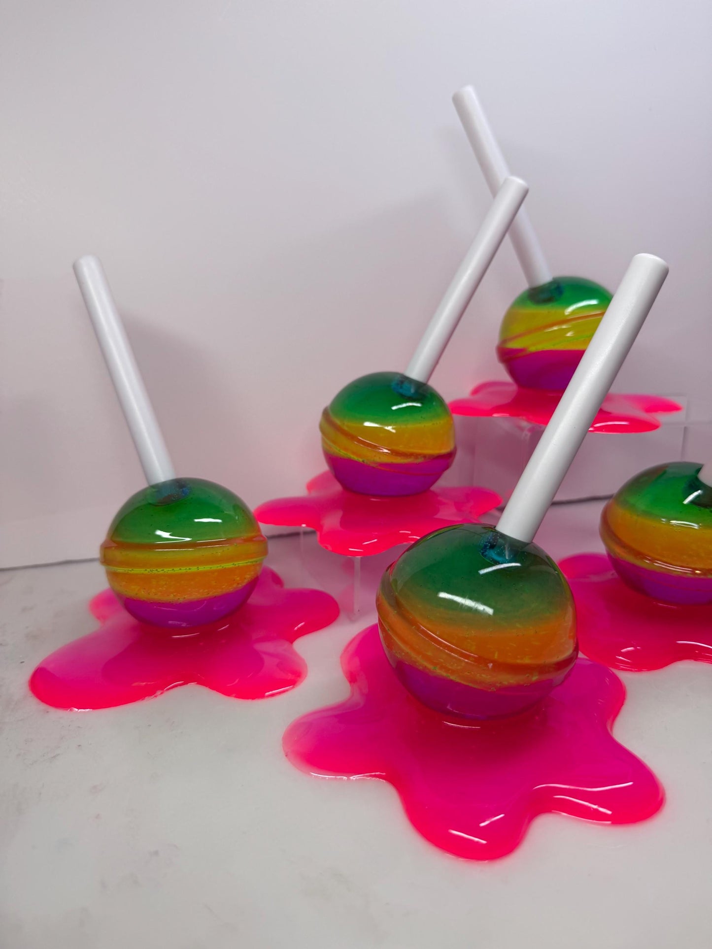 Melting Lollipop Extra Large Pop Art Decor Rainbow Layers Blue Yellow Purple Pink, Resin Sculpture, Candy Art