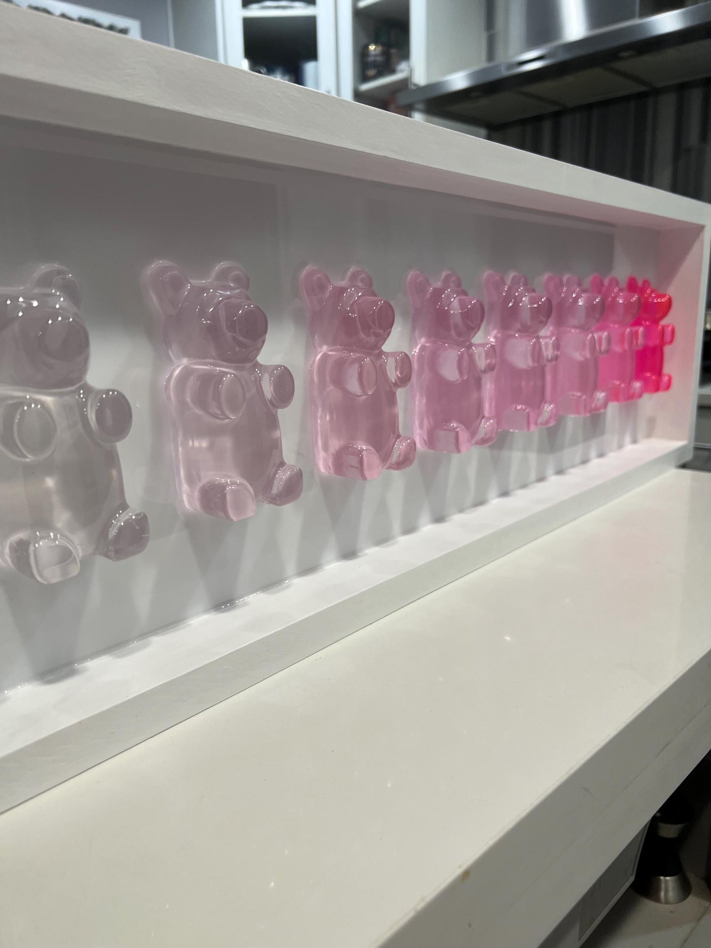 Jumbo Pink Ombre Resin Gummy Bear Wall Art: 3D Pop Art Decor
