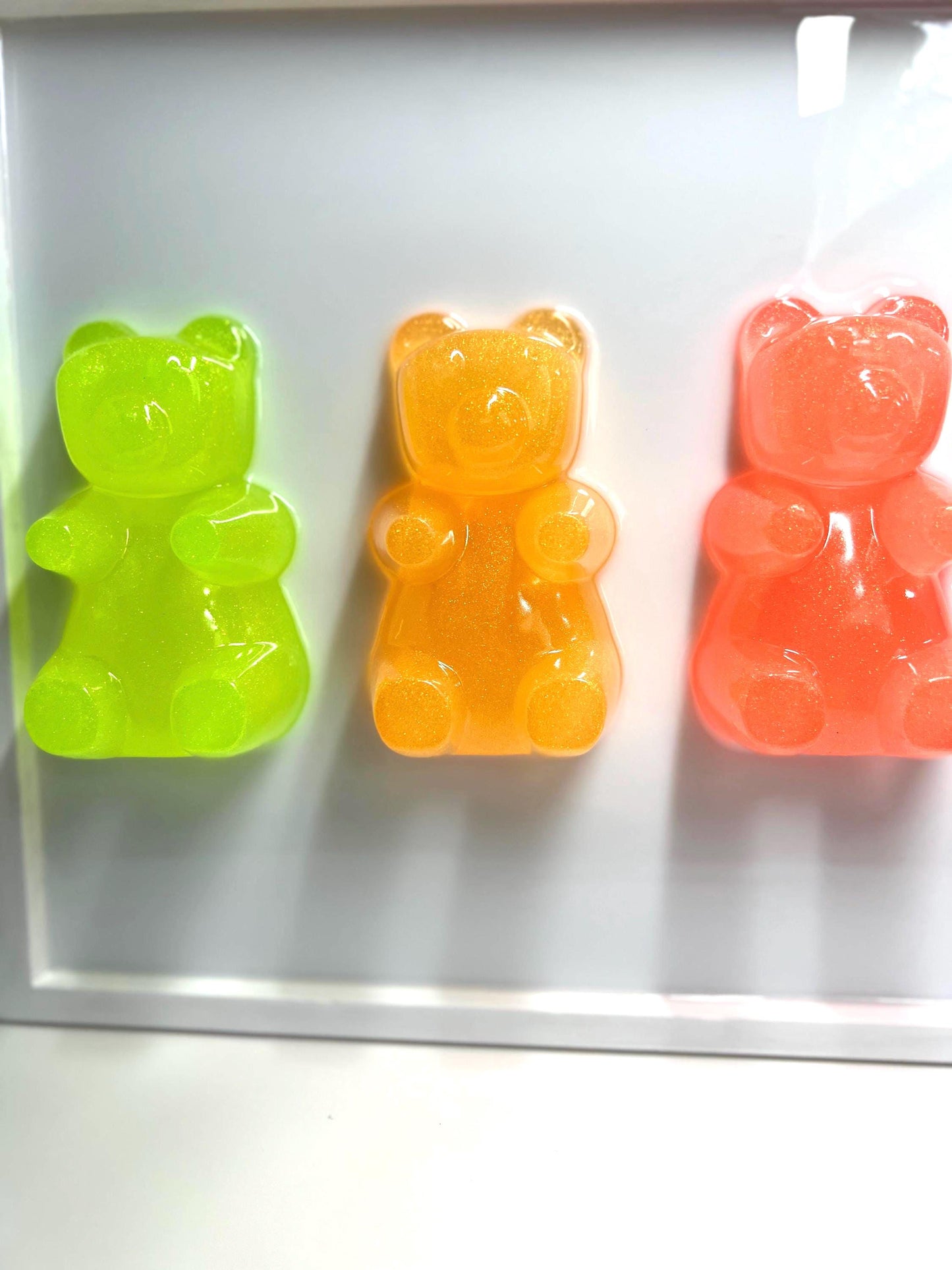 Glitter 5 inch Jumbo Neon Rainbow Gummy Bear Wall Art: 3D Pop Art Decor, Gallery Wall Nursery Wall Hanging, Dopamine Rush Kawaii Decor