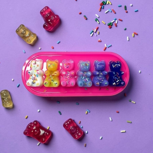 Rainbow Gummy Bear Resin Art • 13x5” Handmade Pop Art Decor • Cute Candy Sprinkle Sculpture • Freestanding or Wall Hanging