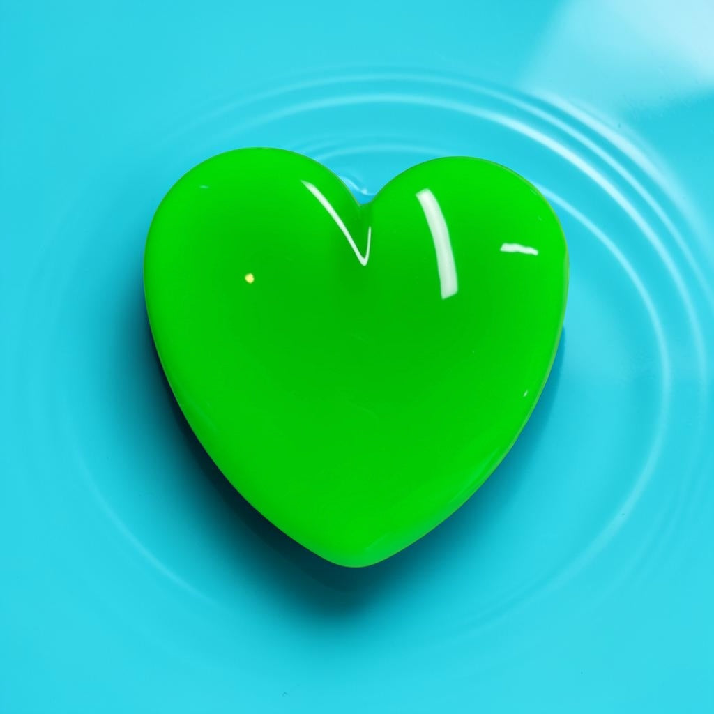 Neon Green Resin Heart Wall Art – Electric Green Pop Art Heart, Glossy Dopamine Decor