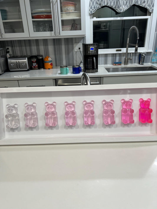 Jumbo Pink Ombre Resin Gummy Bear Wall Art: 3D Pop Art Decor