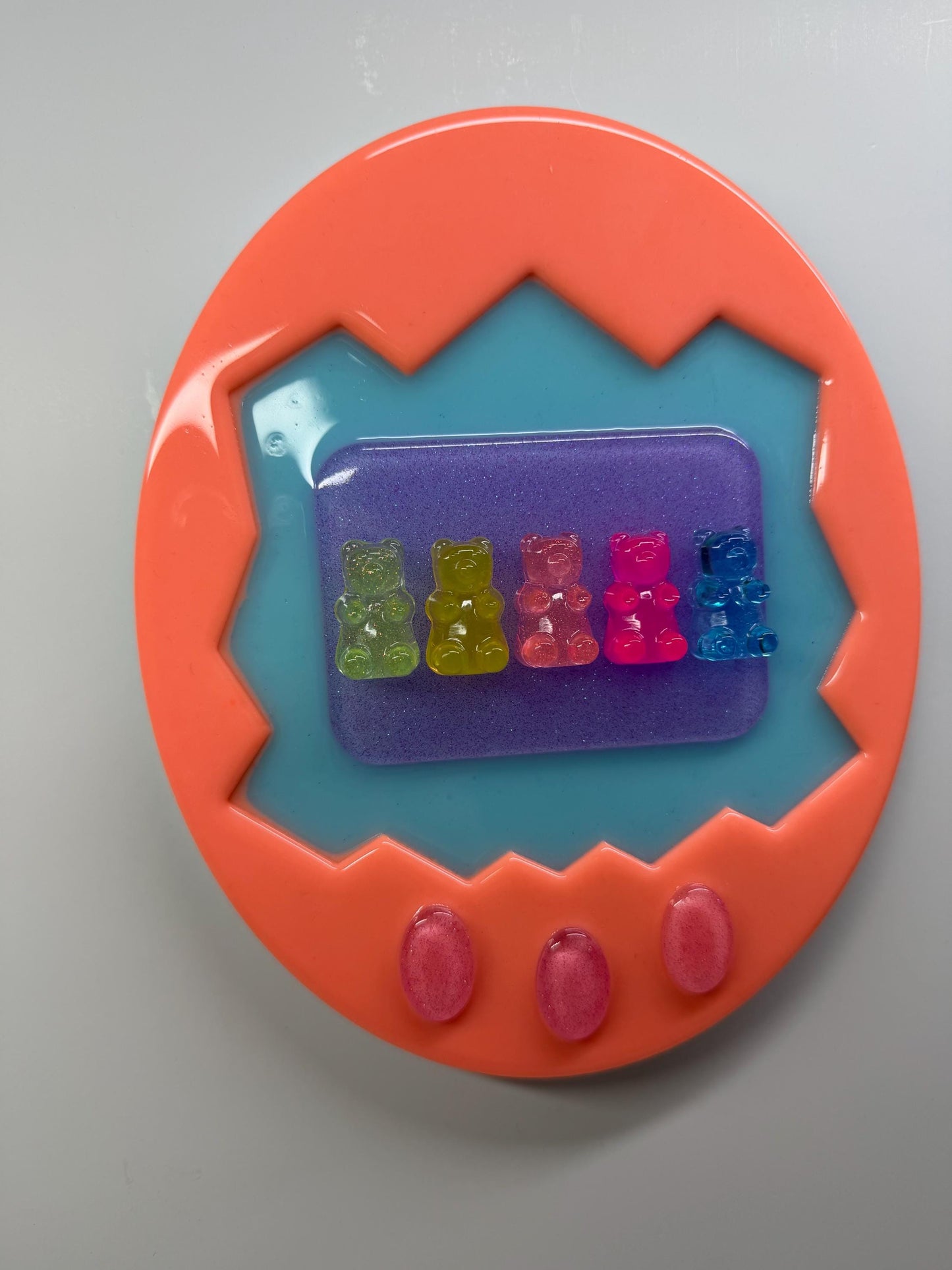 Retro Gummy Bears Hand Held Video Game Wall Art, Nostalgic 90s Dopamine Decor, Game Kids Room Wall Hanging Y2K Virtual Pet Art
