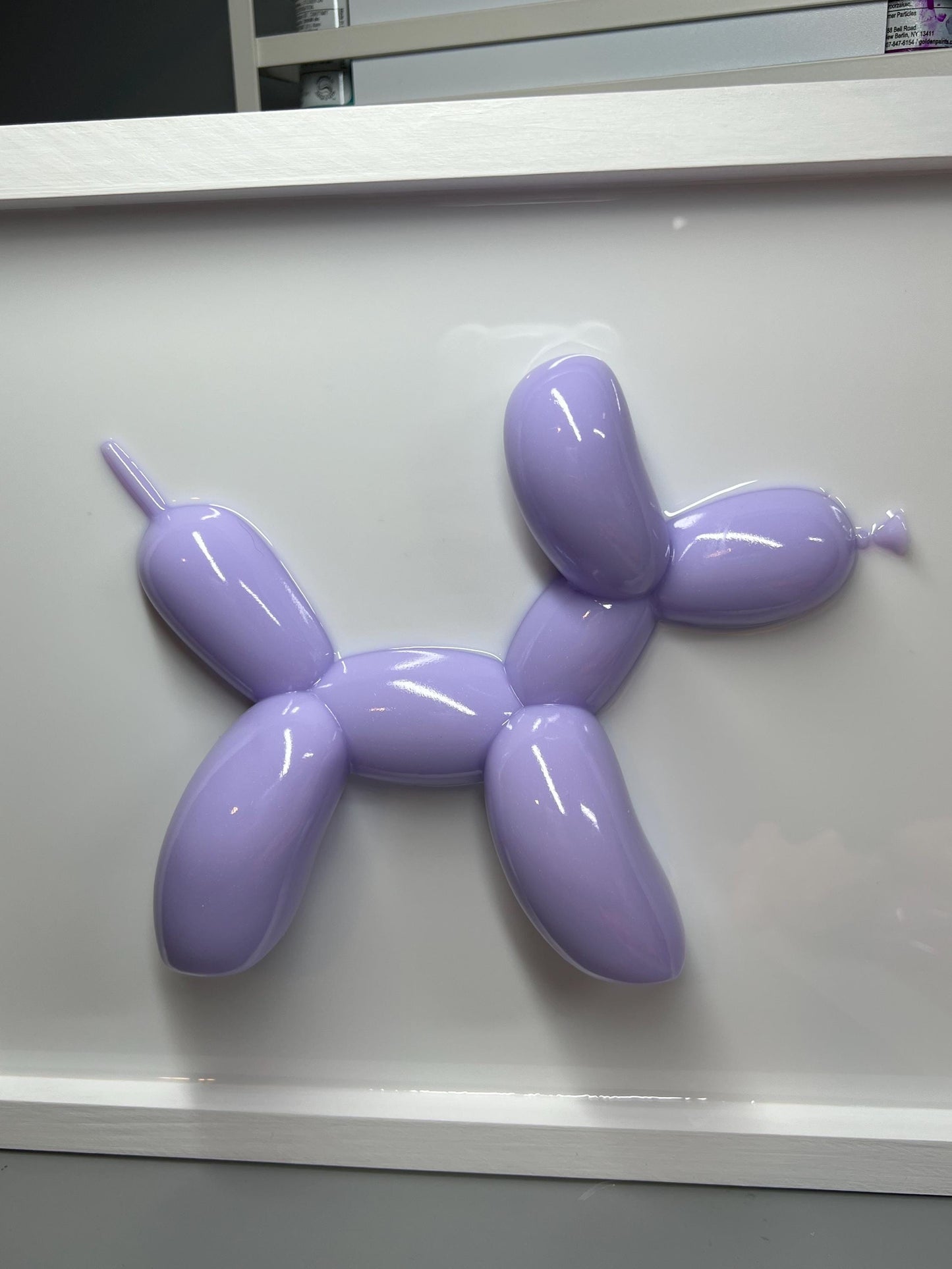 Handmade Lavender Balloon Dog Wall Art: 3D Pop Resin Sculpture