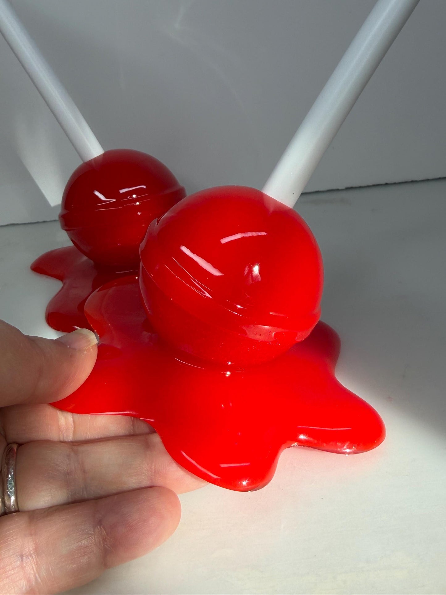 Melting Lollipop Extra Large Pop Art Decor Red, Resin Sculpture, Candy Art