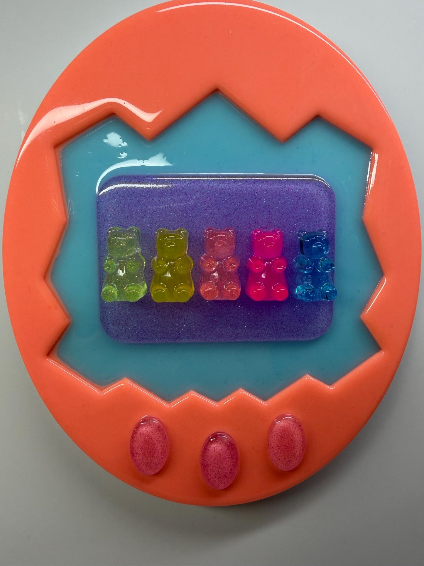 Retro Gummy Bears Hand Held Video Game Wall Art, Nostalgic 90s Dopamine Decor, Game Kids Room Wall Hanging Y2K Virtual Pet Art