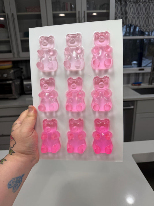 Pink Ombre Gummy Bears Wall Art | Resin Pop Art Sculpture | 12x8” Candy Decor | Sparkly Kawaii Wall Art | Handmade Statement Art