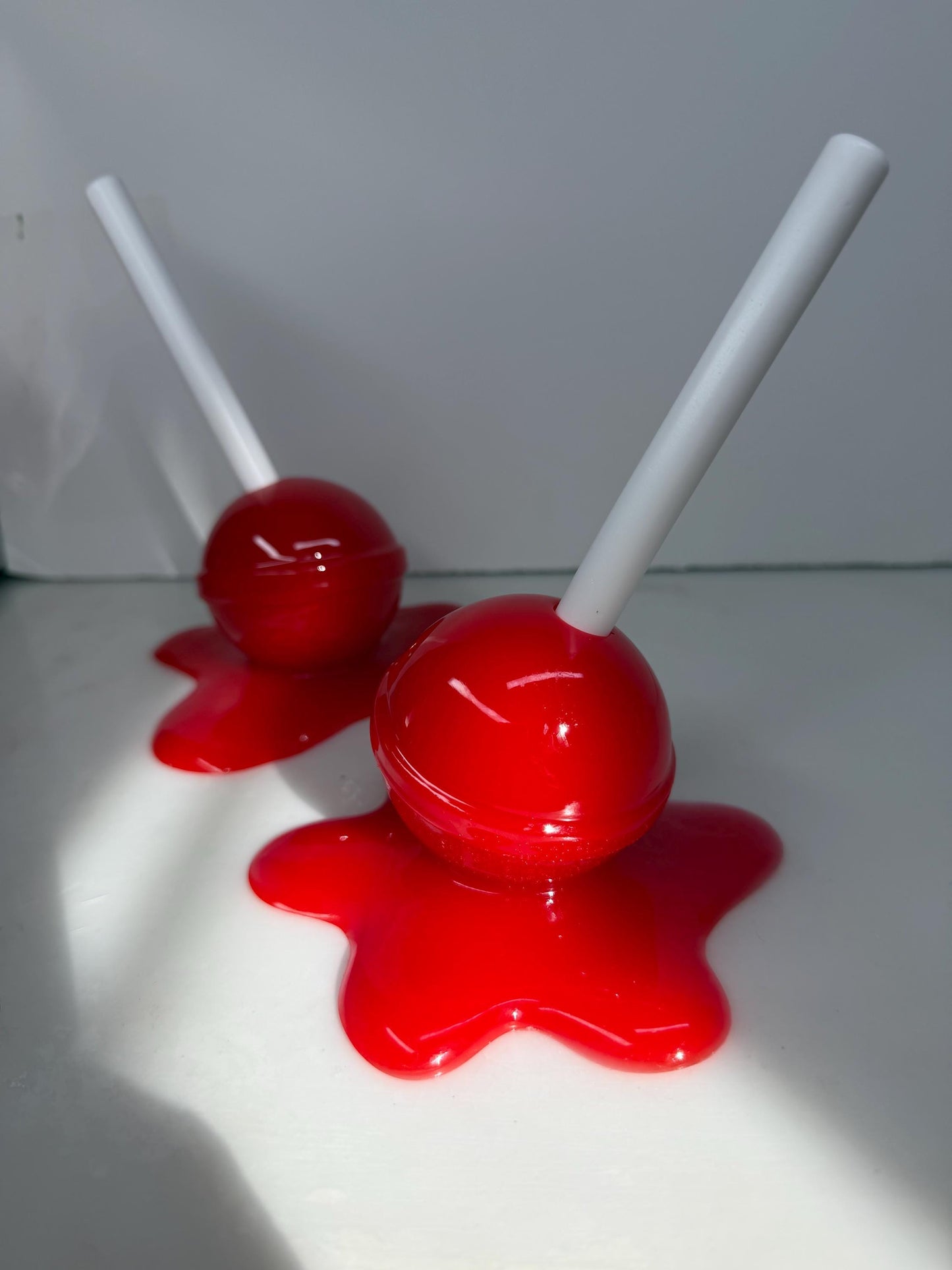Melting Lollipop Extra Large Pop Art Decor Red, Resin Sculpture, Candy Art