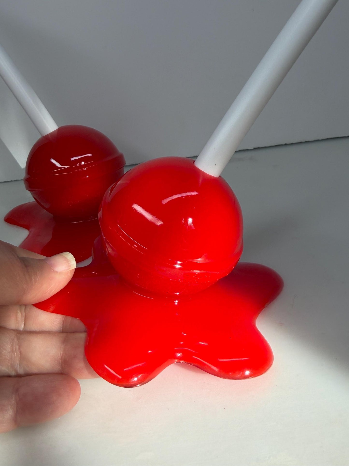 Melting Lollipop Extra Large Pop Art Decor Red, Resin Sculpture, Candy Art