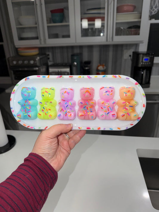 Handmade Resin Gummy Bear Wall Art 13x5 Colorful Pop Art Candy Decor Kawaii Dessert Sculpture