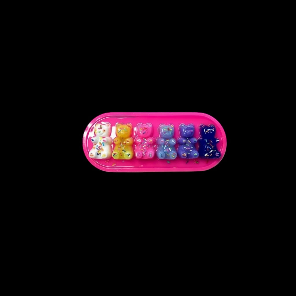 Rainbow Gummy Bear Resin Art • 13x5” Handmade Pop Art Decor • Cute Candy Sprinkle Sculpture • Freestanding or Wall Hanging