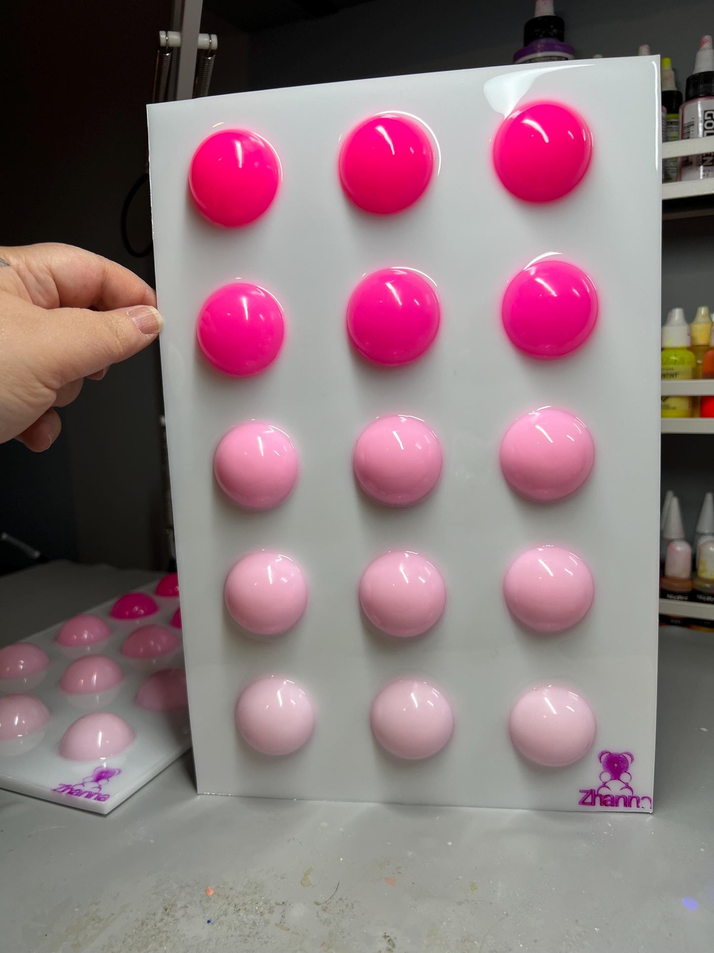 Pink Ombre Gumballs Painting: 3D Resin Pop Art (12x8 inches)
