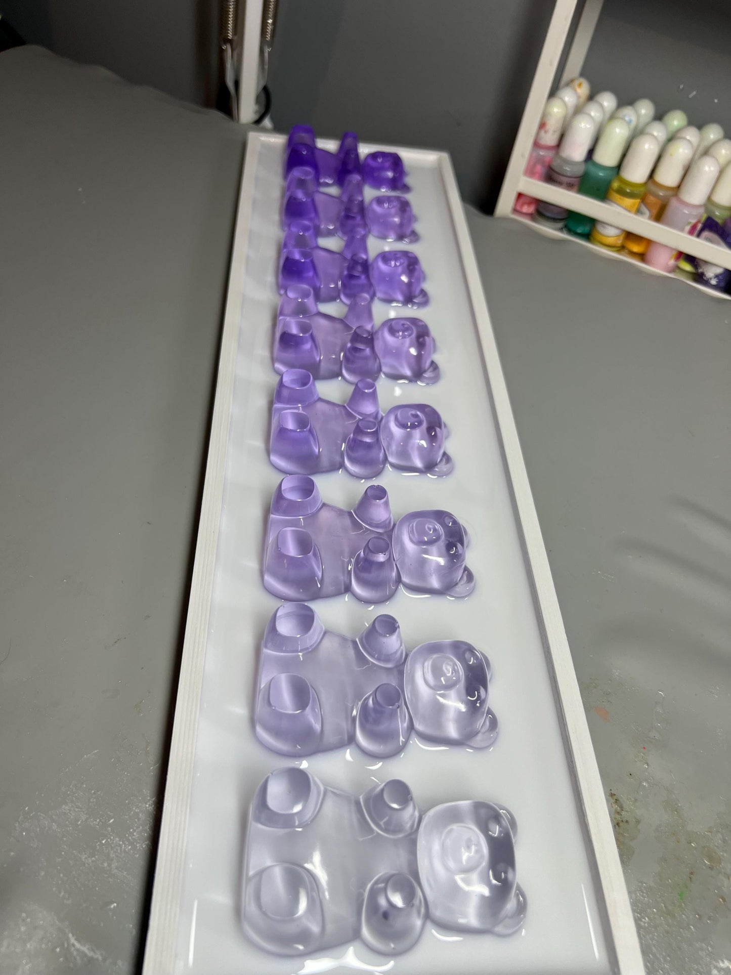 Purple Violet Ombre Resin Gummy Bear Wall Art: 3D Candy Pop Art
