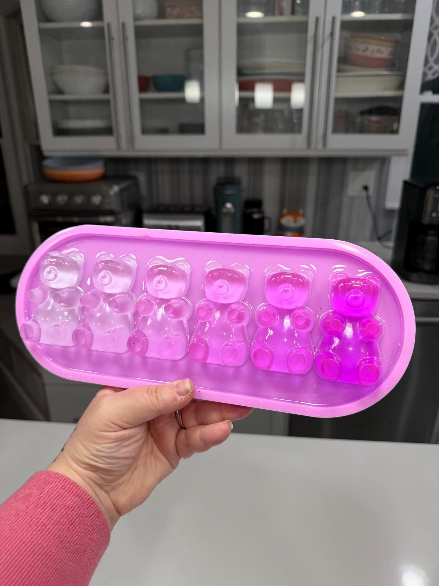 Violet Ombré Gummy Bears Wall Art — Handmade Resin Pop Statement (13×5”)
