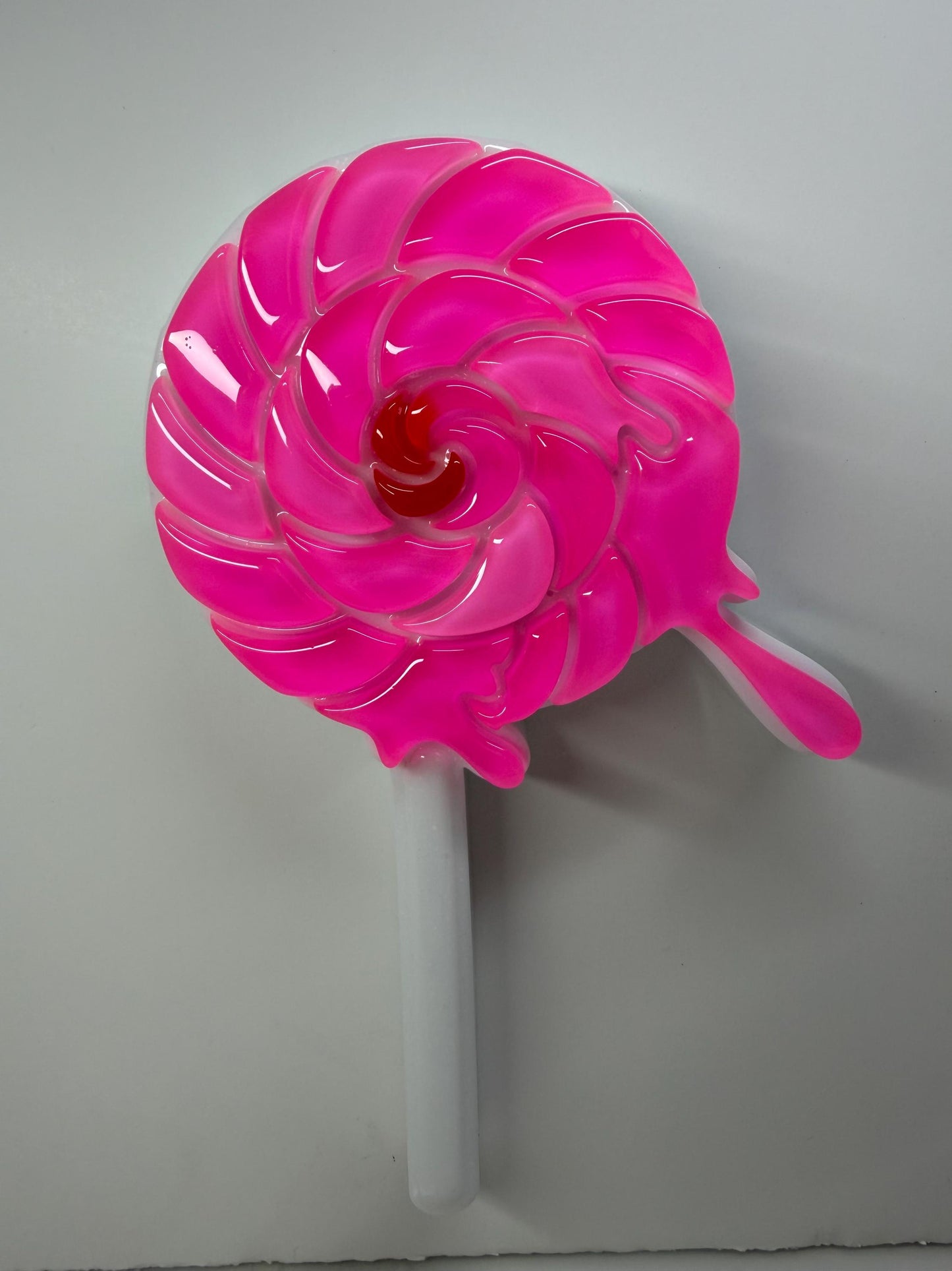 XL Melting Swirl Lollipop Pink Wall Hanging, Resin Sculpture, Candy Art