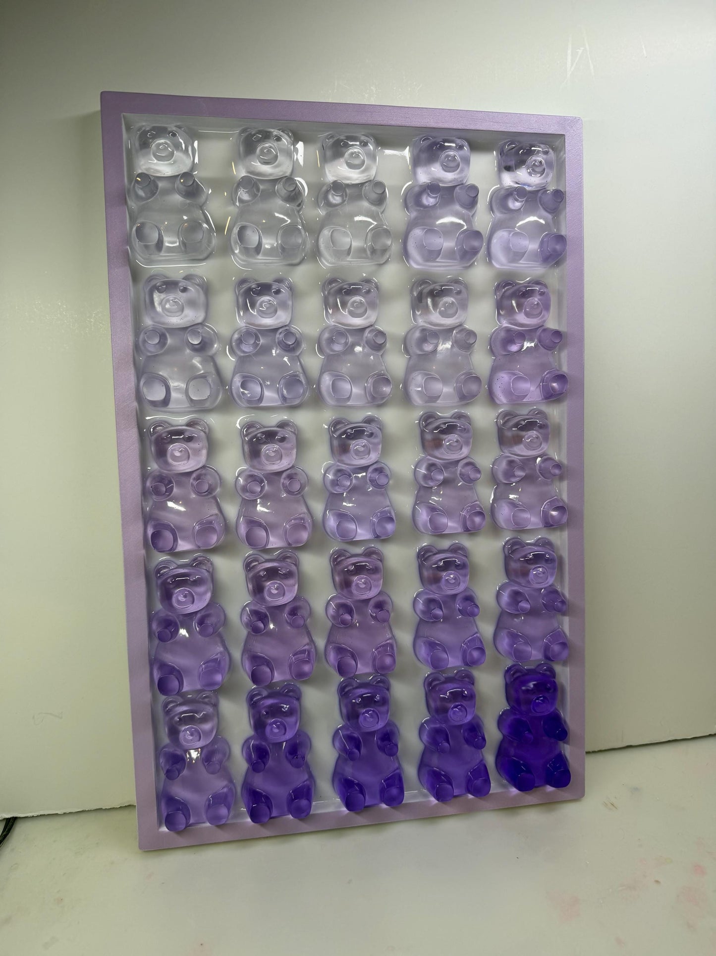 Big Purple Violet Gummy Bear Party • 11x17 Resin Wall Art • Kawaii Candy Chaos • Handmade Ombre Pop Art for Your Sweet Tooth Walls
