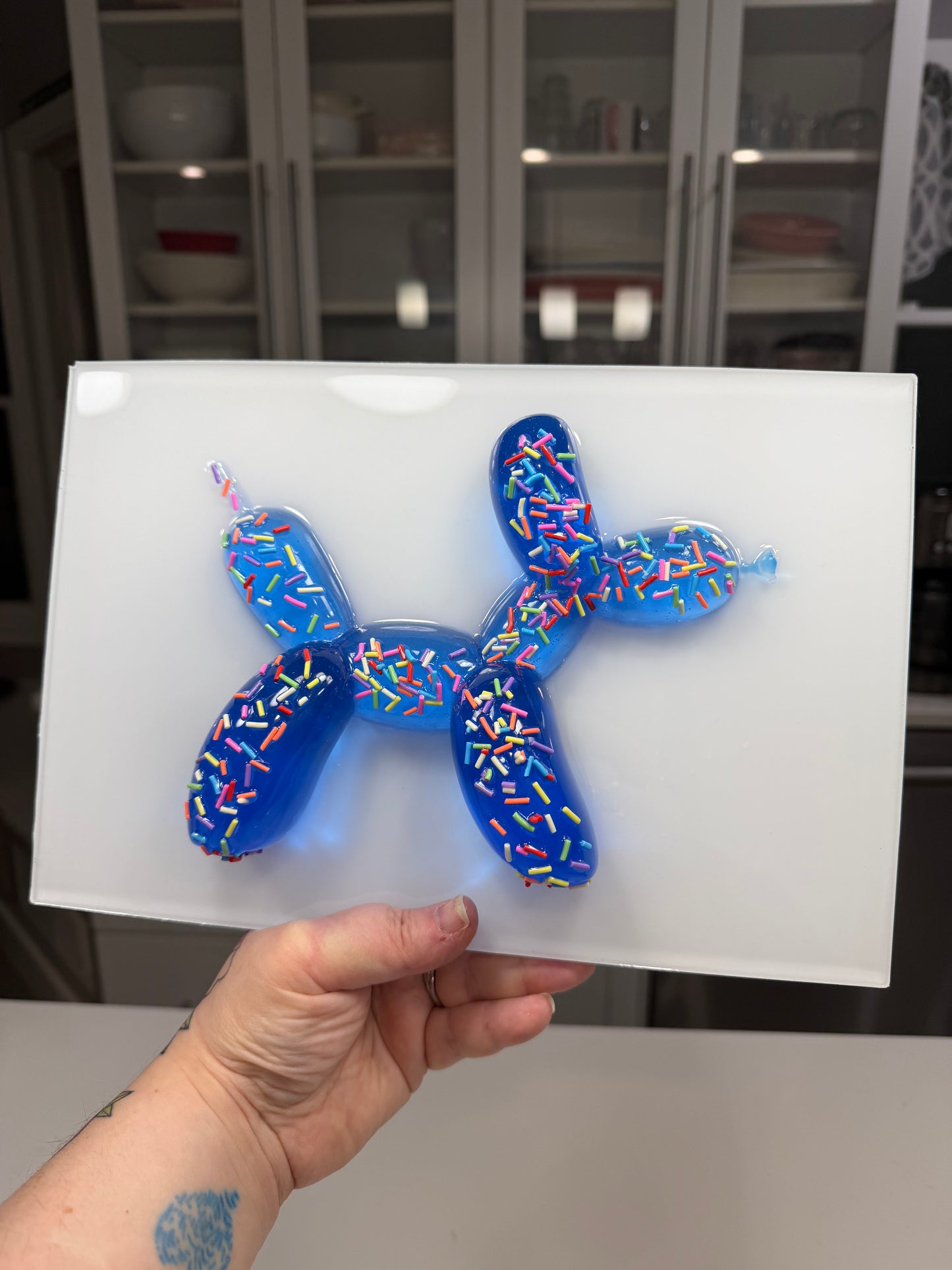 Good Boy, Extra Sprinkles – Blue Balloon Dog Resin Wall Art (12x8”)