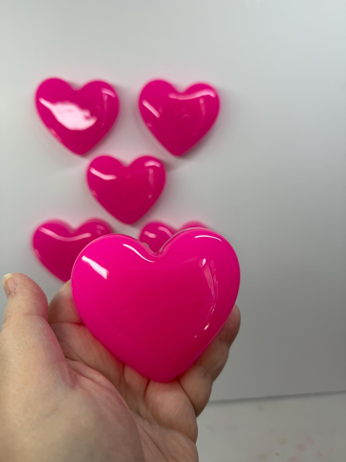 Hot Pink Resin Heart Wall Hanging – Handmade Valentine Wall Decor – Mini Pop Art Heart – 3x3 OOAK