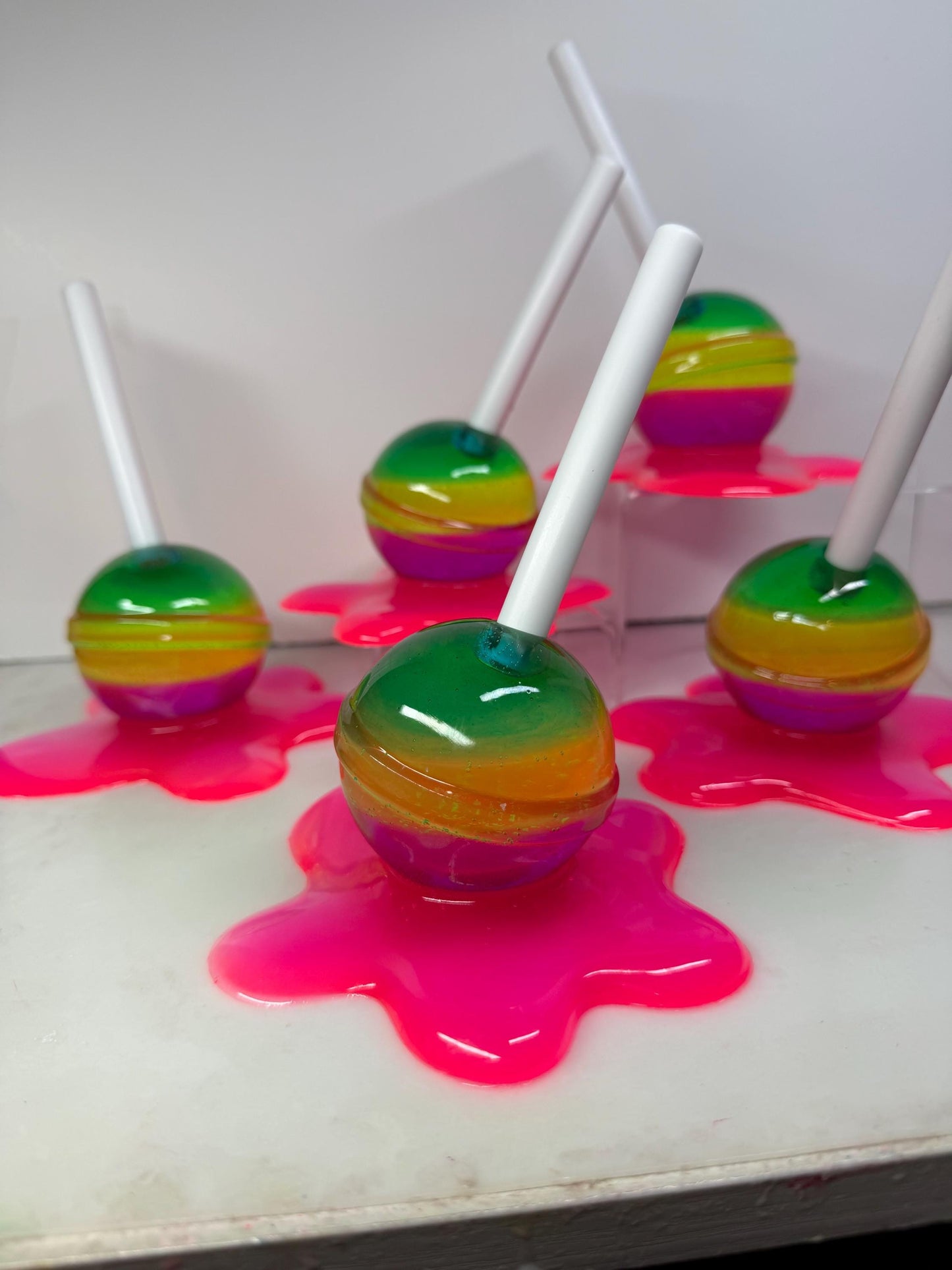Melting Lollipop Extra Large Pop Art Decor Rainbow Layers Blue Yellow Purple Pink, Resin Sculpture, Candy Art