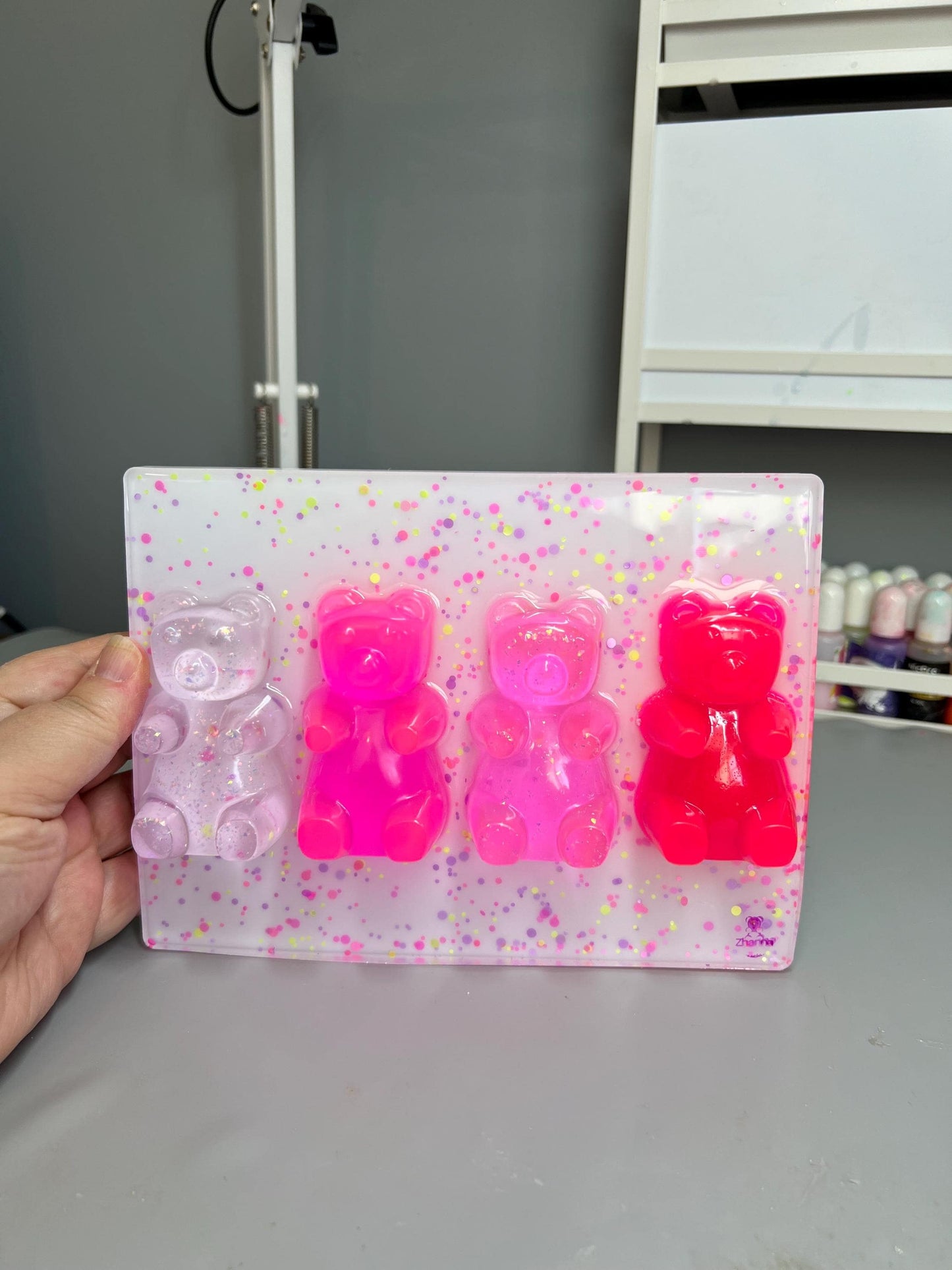 Neon Pink Resin Gummy Bear Wall Art: 3D Pop Art, Nursery Decor