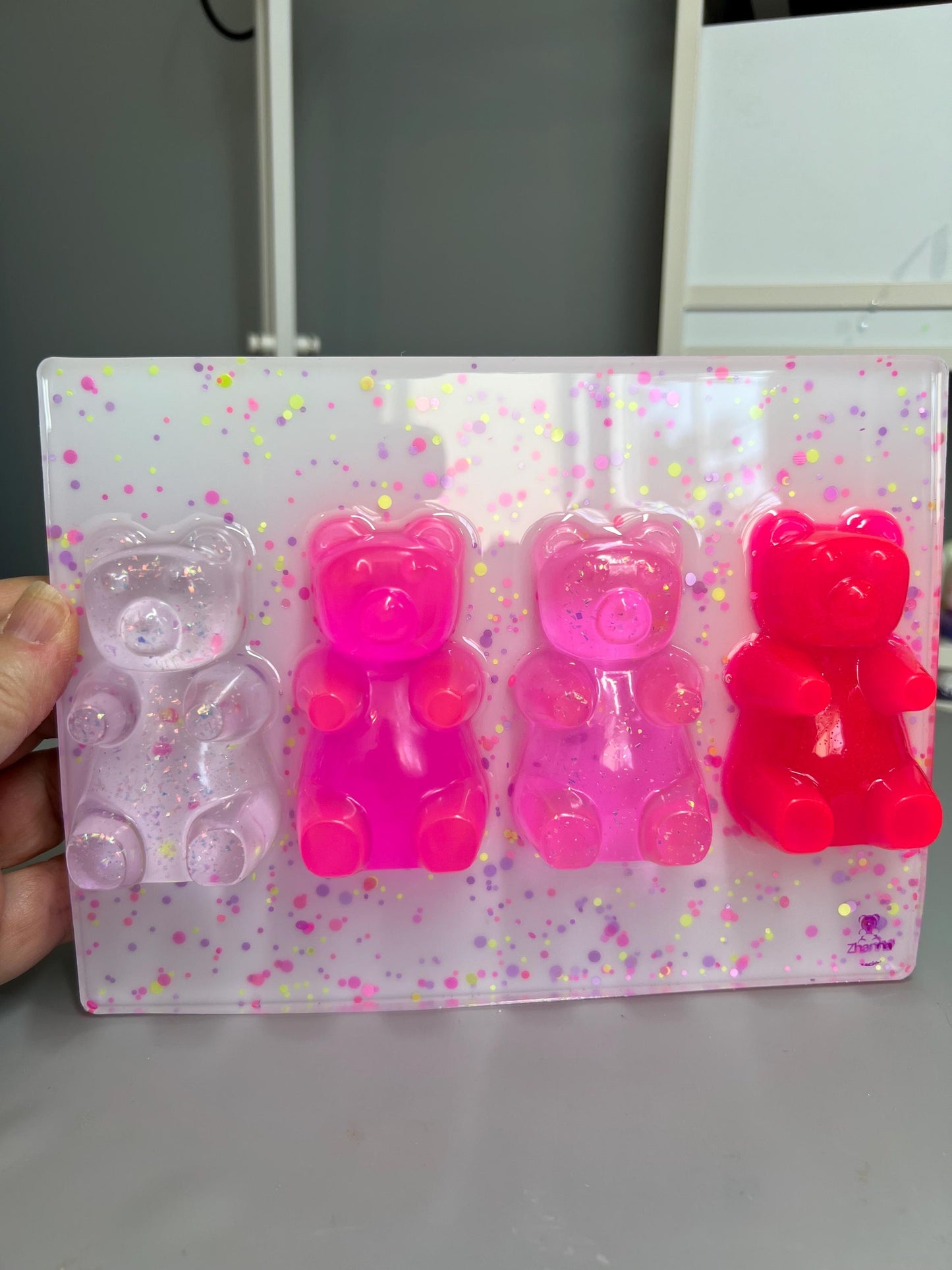 Neon Pink Resin Gummy Bear Wall Art: 3D Pop Art, Nursery Decor