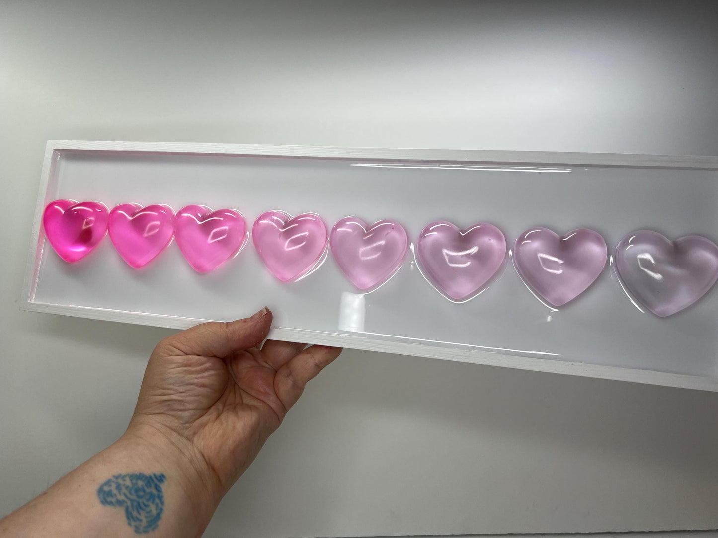 Pink Ombré Resin Gummy Hearts Wall Art: 3D Pop Art, Nursery Kids Room Decor, Pink Apartment Decor
