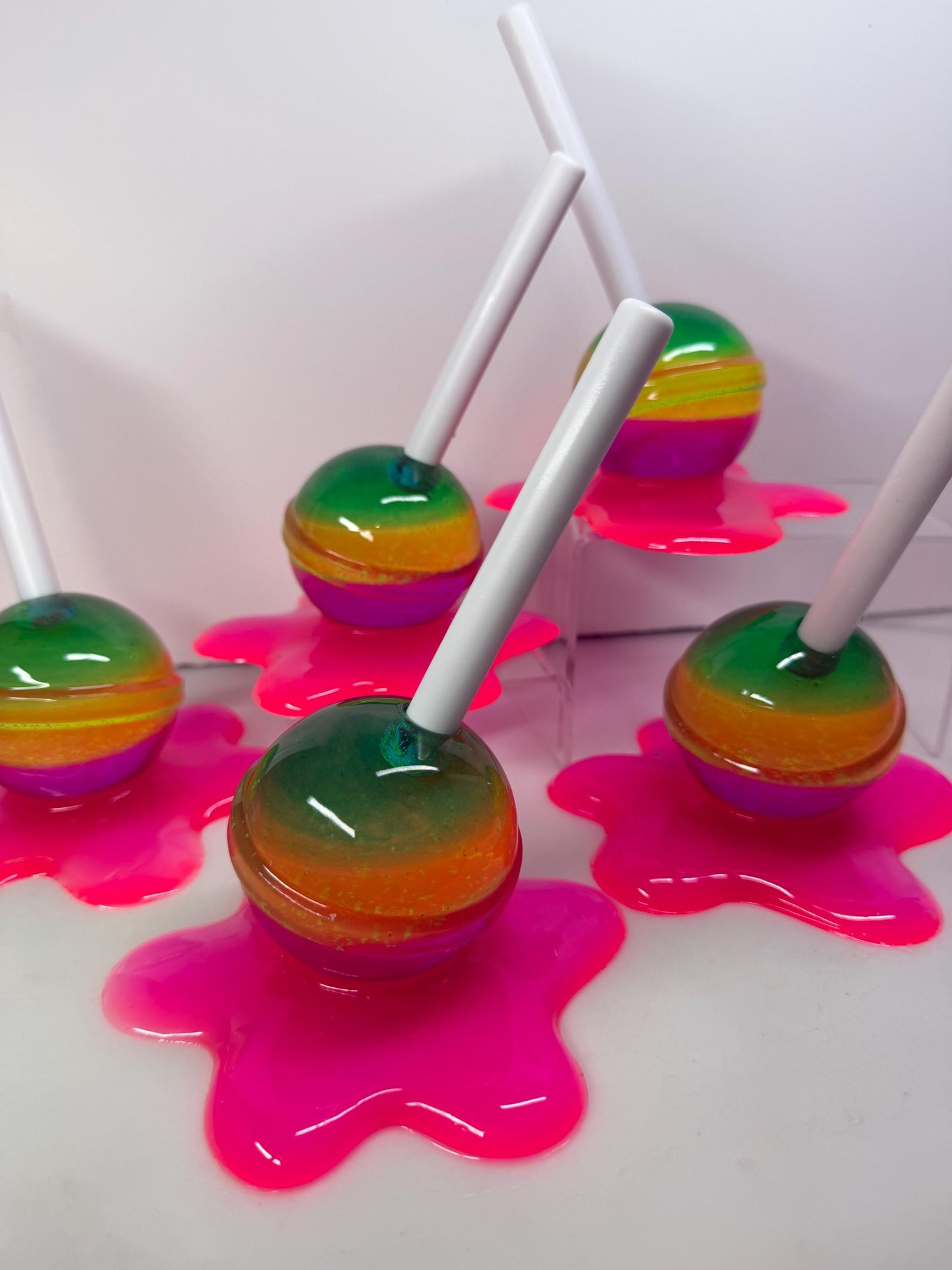 Melting Lollipop Extra Large Pop Art Decor Rainbow Layers Blue Yellow Purple Pink, Resin Sculpture, Candy Art