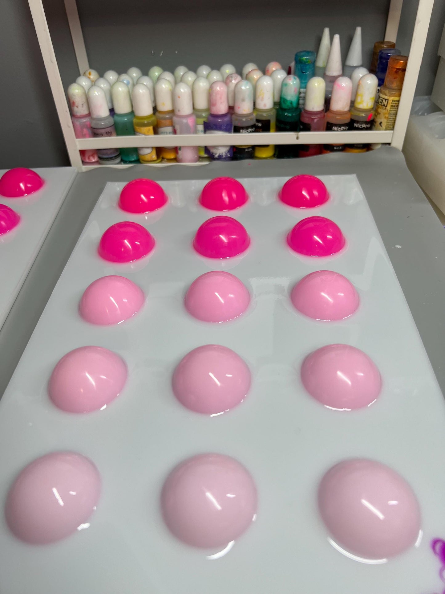 Pink Ombre Gumballs Painting: 3D Resin Pop Art (12x8 inches)