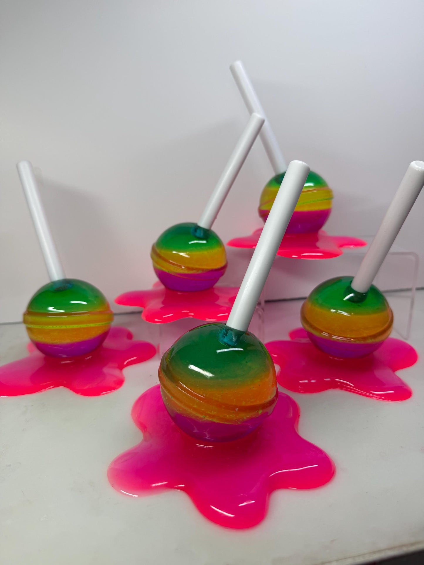 Melting Lollipop Extra Large Pop Art Decor Rainbow Layers Blue Yellow Purple Pink, Resin Sculpture, Candy Art