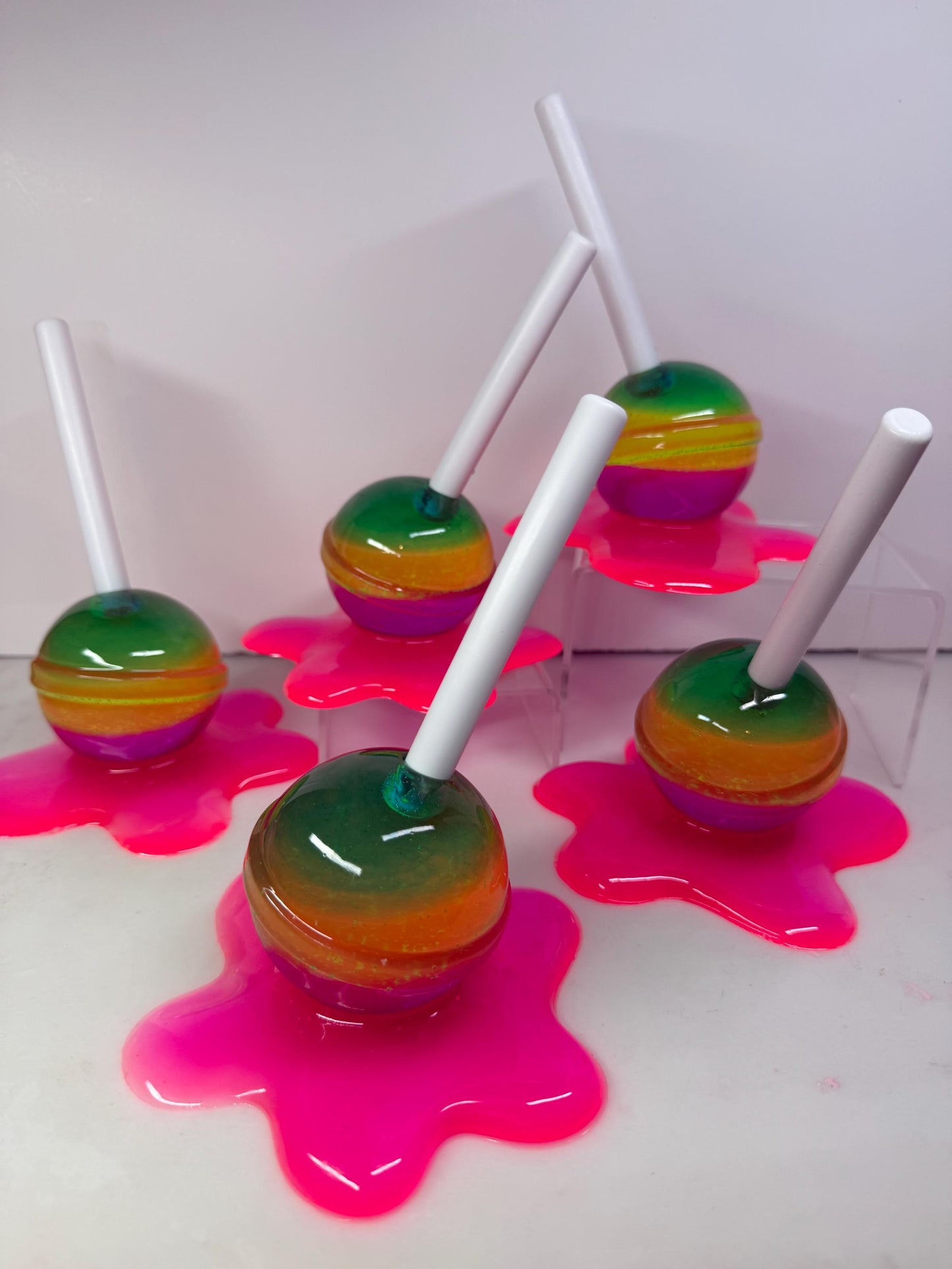 Melting Lollipop Extra Large Pop Art Decor Rainbow Layers Blue Yellow Purple Pink, Resin Sculpture, Candy Art