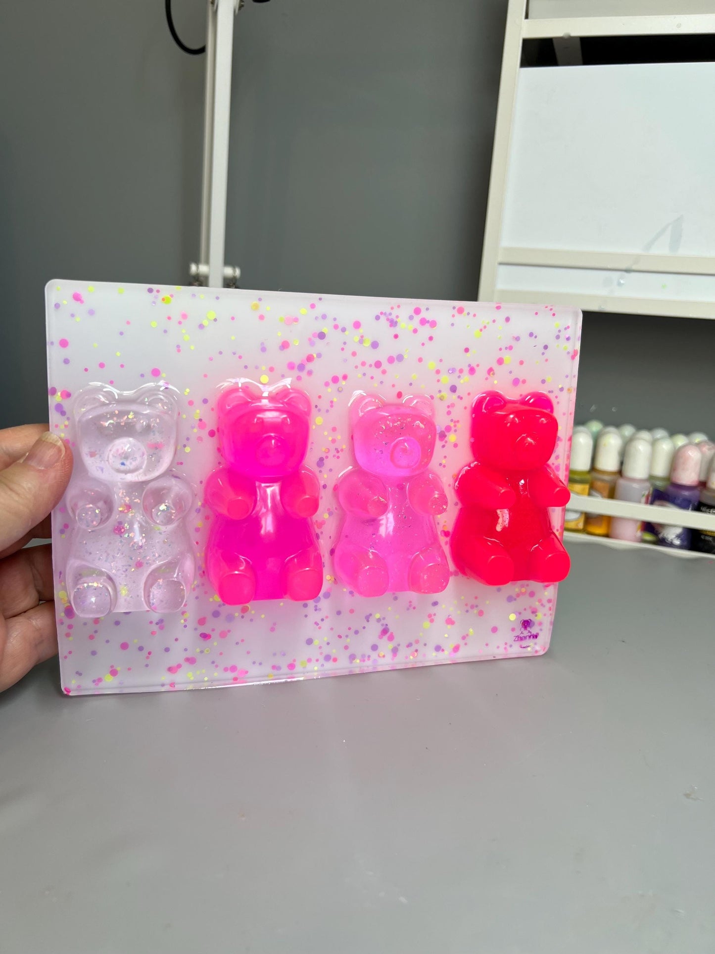 Neon Pink Resin Gummy Bear Wall Art: 3D Pop Art, Nursery Decor