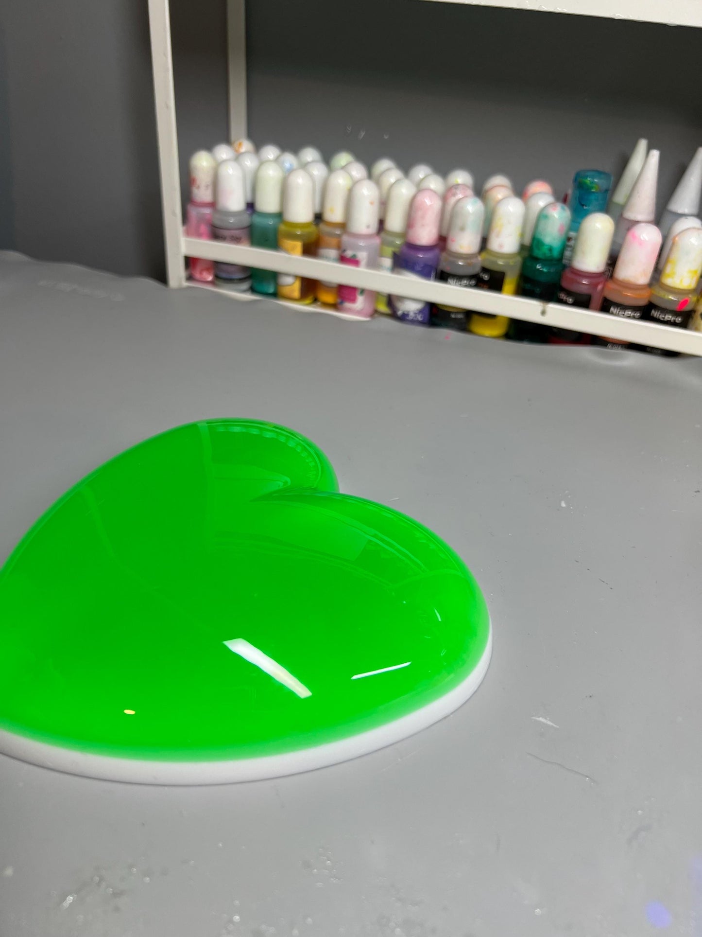 Neon Green Resin Heart Wall Art – Electric Green Pop Art Heart, Glossy Dopamine Decor