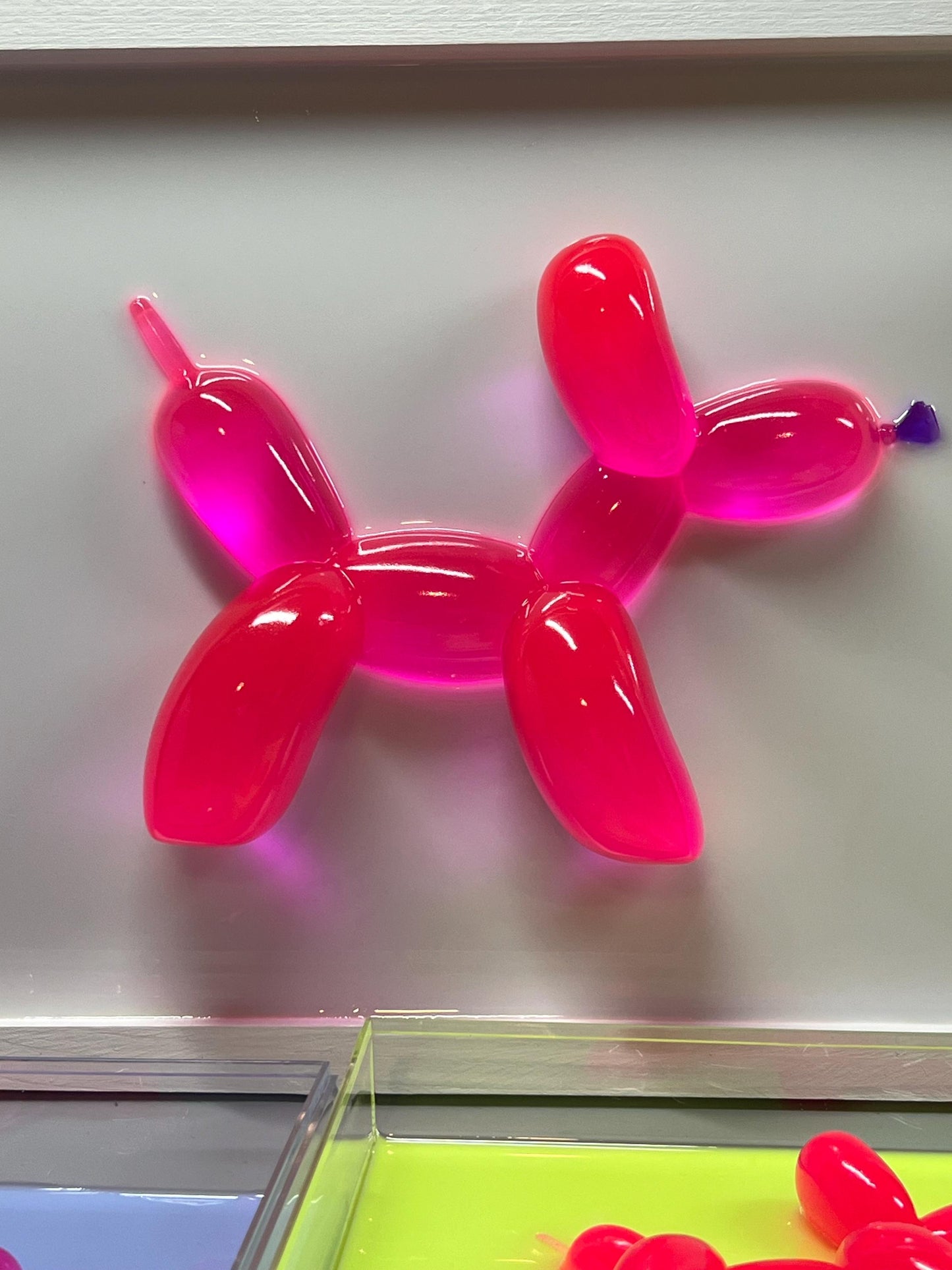 Neon Pink Balloon Dog Wall Art: 3D Pop Resin Sculpture, Nursery Kids Room Wall Decor, FUN pink Apartment Wall Art, Cheerful Office Art