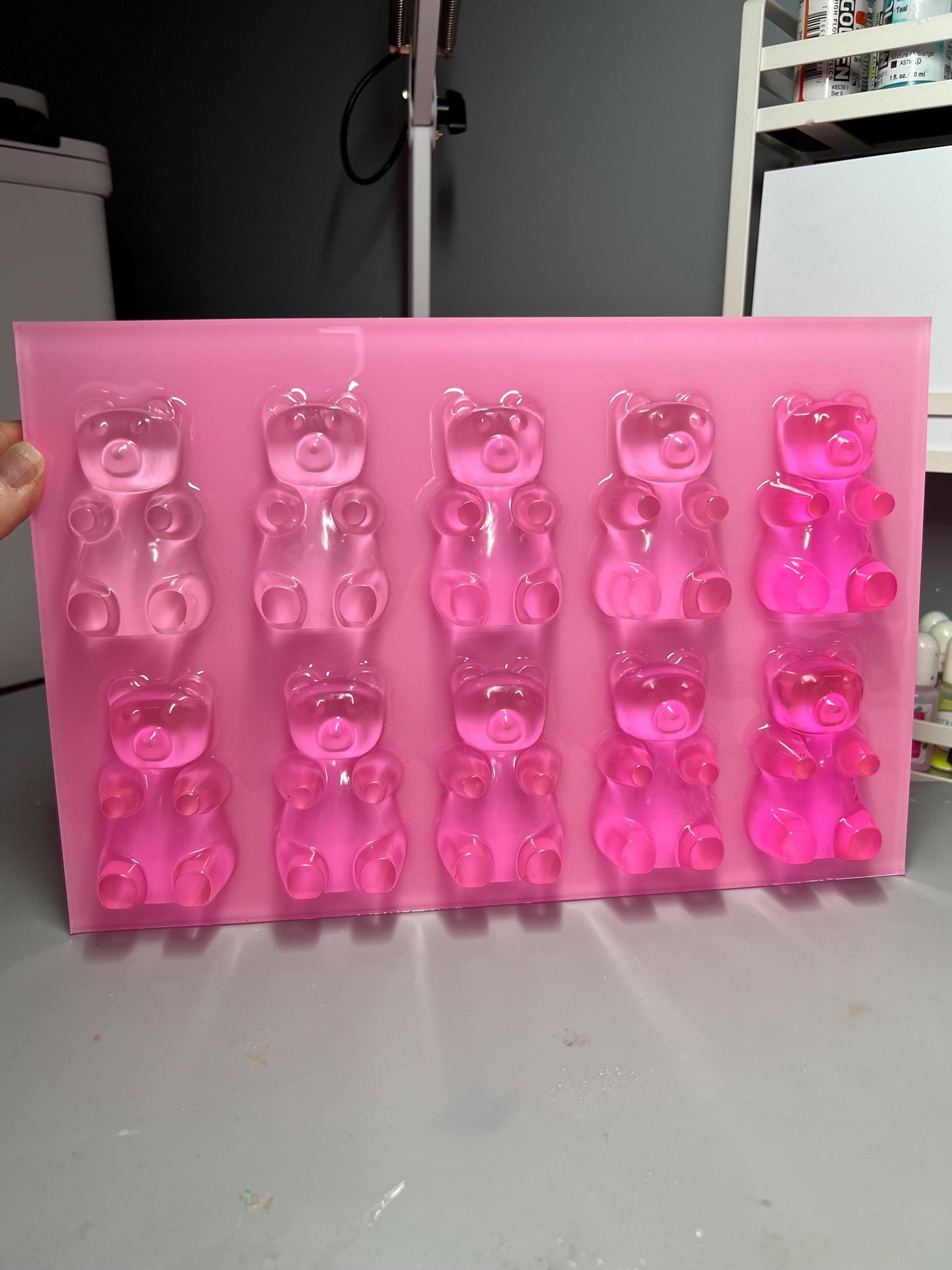 Handmade 3D Pink Gummy Bear Wall Art: Nursery Decor (12x8 inches)