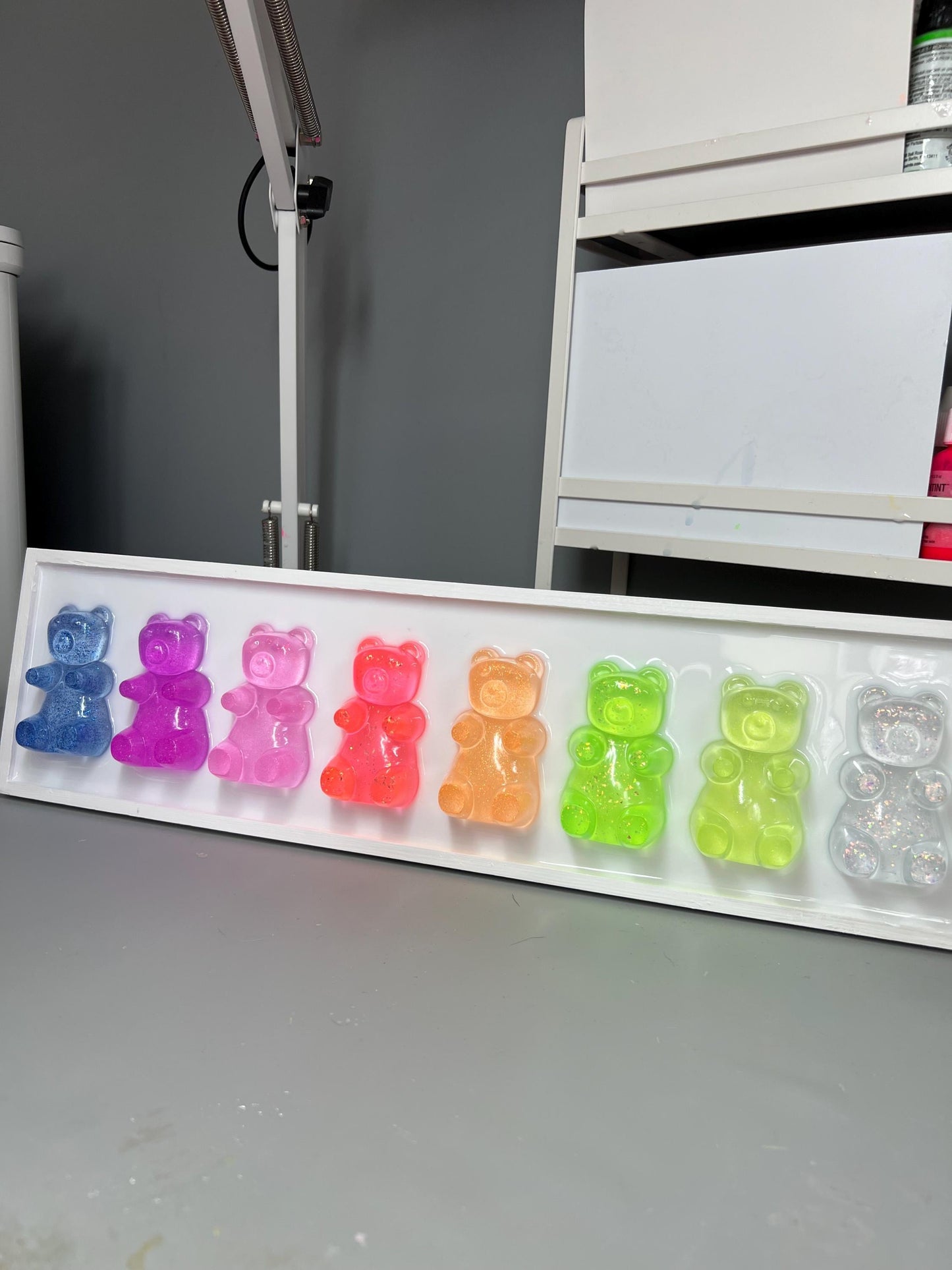 Glitter Neon Rainbow Gummy Bear Wall Art: 3D Pop Art Decor Nursery Kids Room