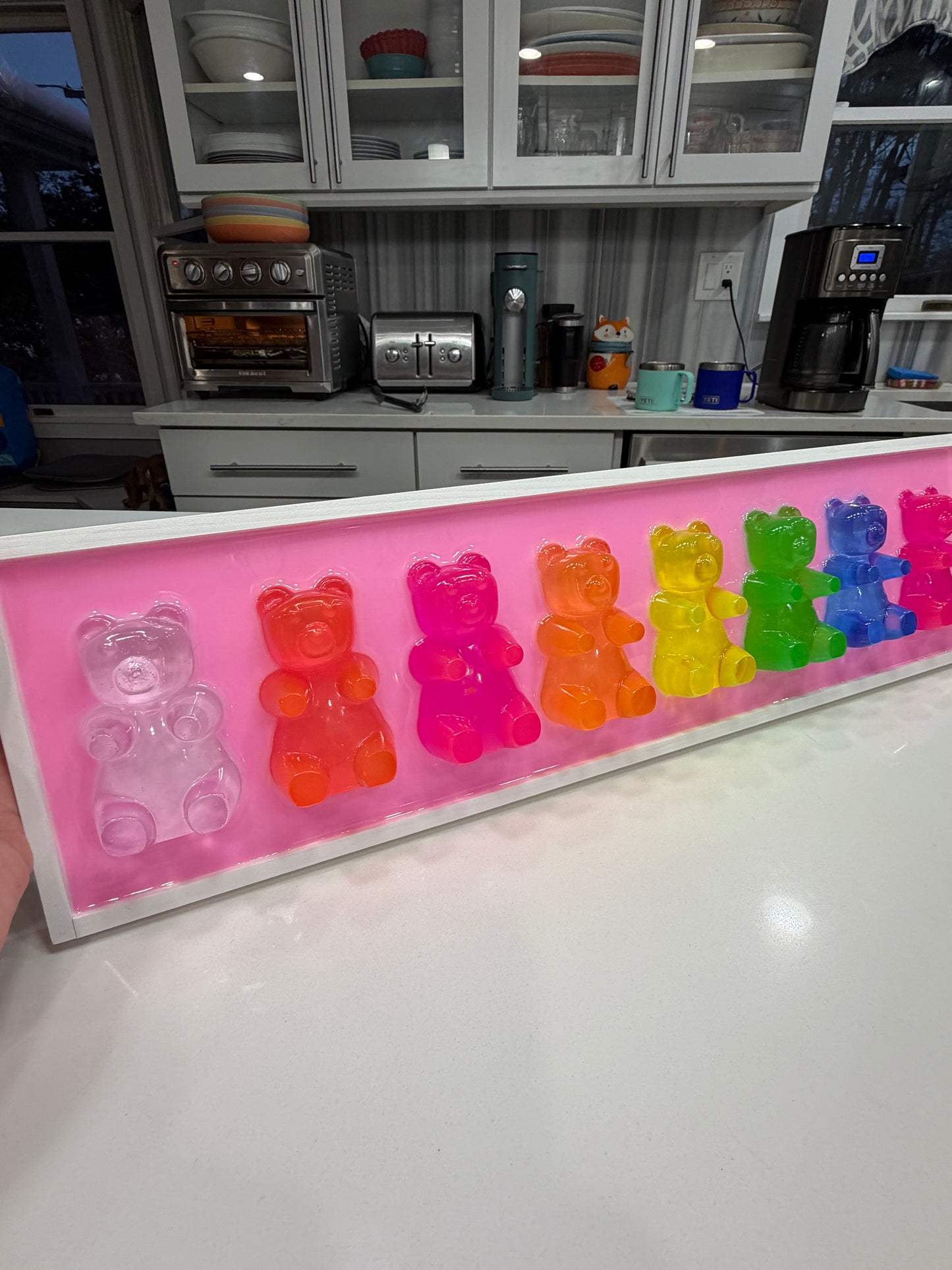 Neon Rainbow Resin Candy Bear Wall Art: 3D Pop Candy Decor