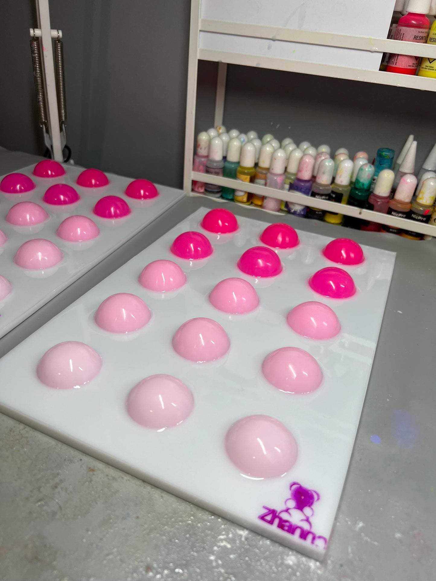 Pink Ombre Gumballs Painting: 3D Resin Pop Art (12x8 inches)