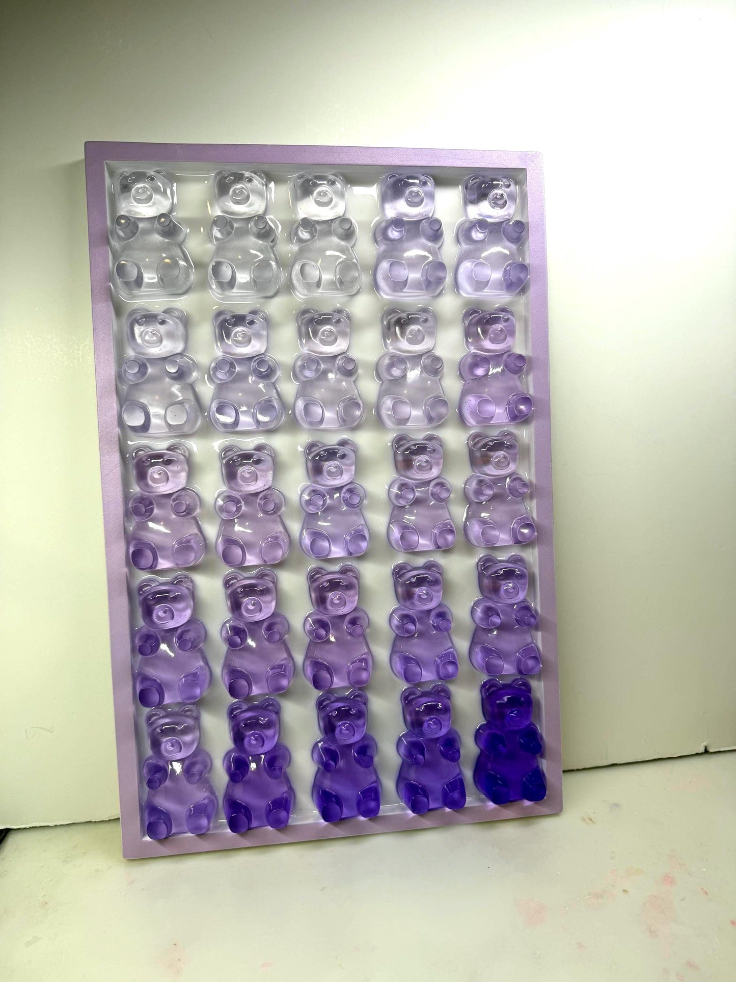 Big Purple Violet Gummy Bear Party • 11x17 Resin Wall Art • Kawaii Candy Chaos • Handmade Ombre Pop Art for Your Sweet Tooth Walls