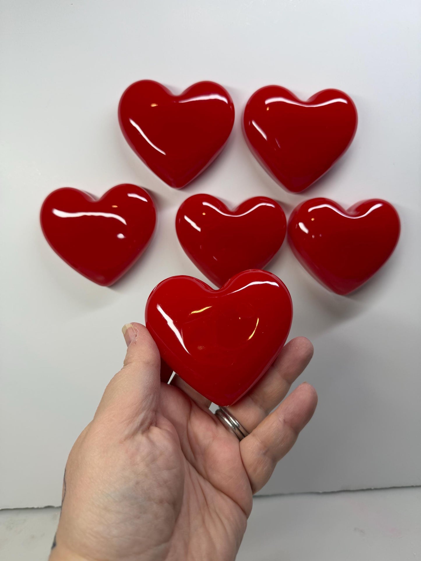 Handmade Red Resin Heart Wall Hanging | 3x3 Valentine Wall Decor | Glossy Pop Art Heart | Small Love Gift | Modern Romantic Art