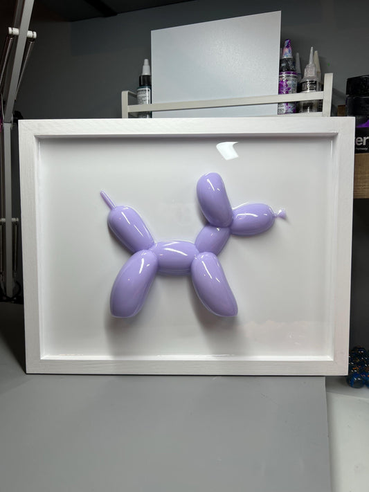 Handmade Lavender Balloon Dog Wall Art: 3D Pop Resin Sculpture
