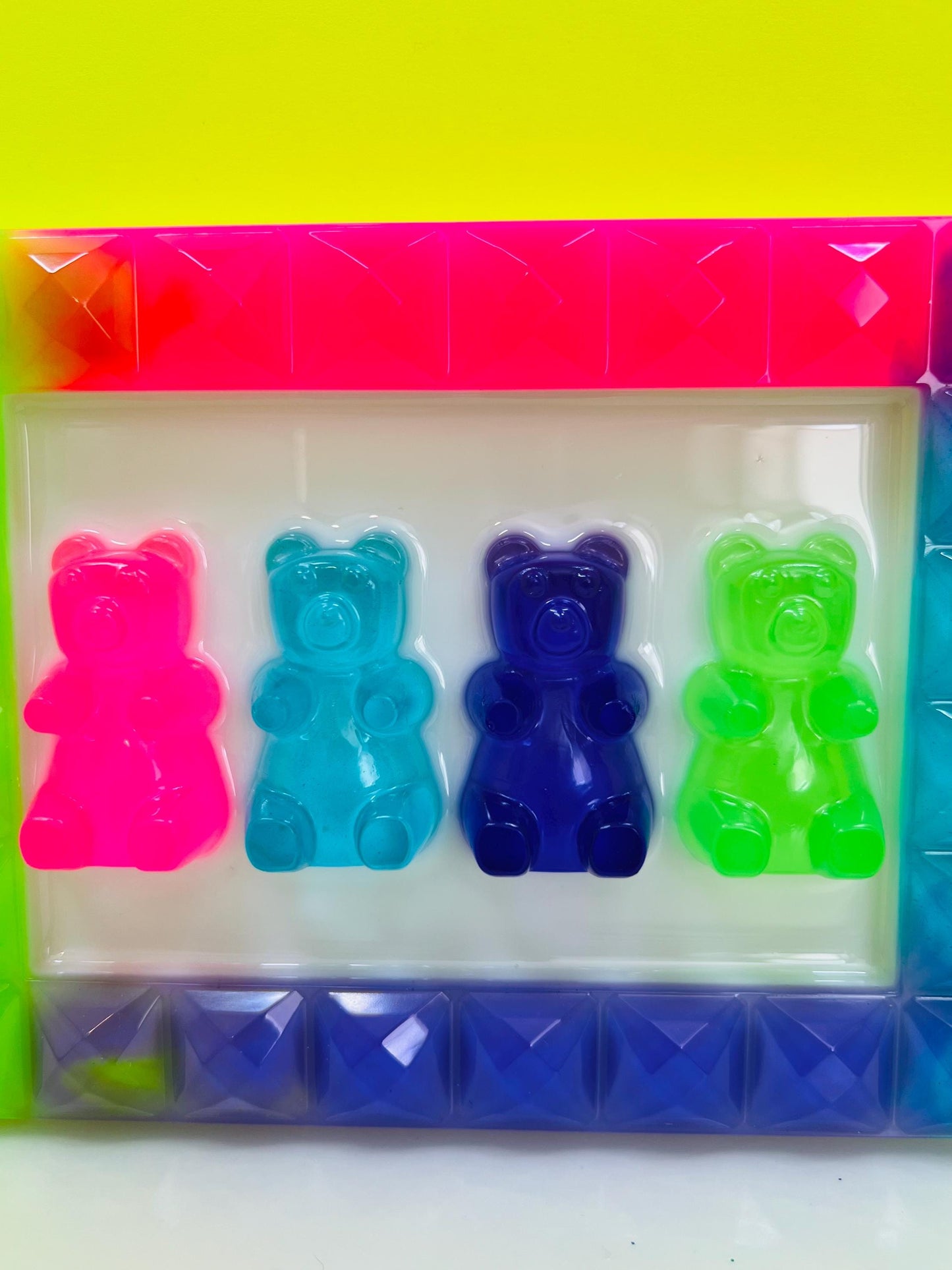 Custom Framed Gummy Bears Decor, Neon Rainbow Resin Gummy Bear Art: 3D Pop Wall Hanging, Gender Neutral Nursery Baby Room Kids Wall Decor