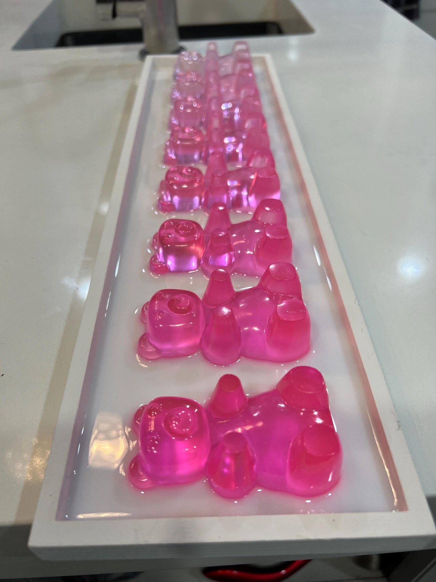 Pink Ombre Gummy Bear Resin Wall Art: 3D Pop Art Decor, Nursery Kids Room Decor, Fun Dopamine Apartment Wall Decor, Fake Candy