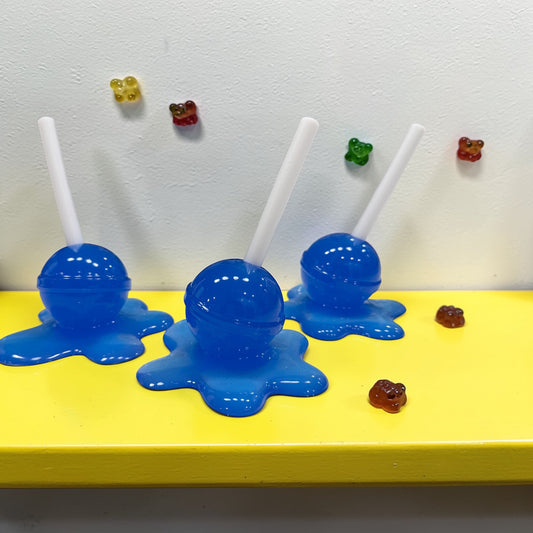 Neon Blue Resin Lollipop Sculpture – Pop Art Candy Decor | Handmade Modern Statement Piece 🍭