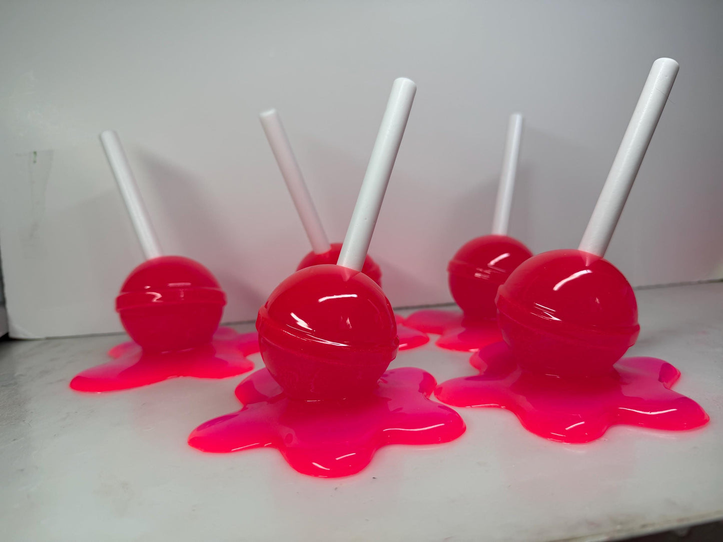 Melting Lollipop Extra Large Pop Art Decor Dopamine Neon Pink, Resin Sculpture, Candy Art
