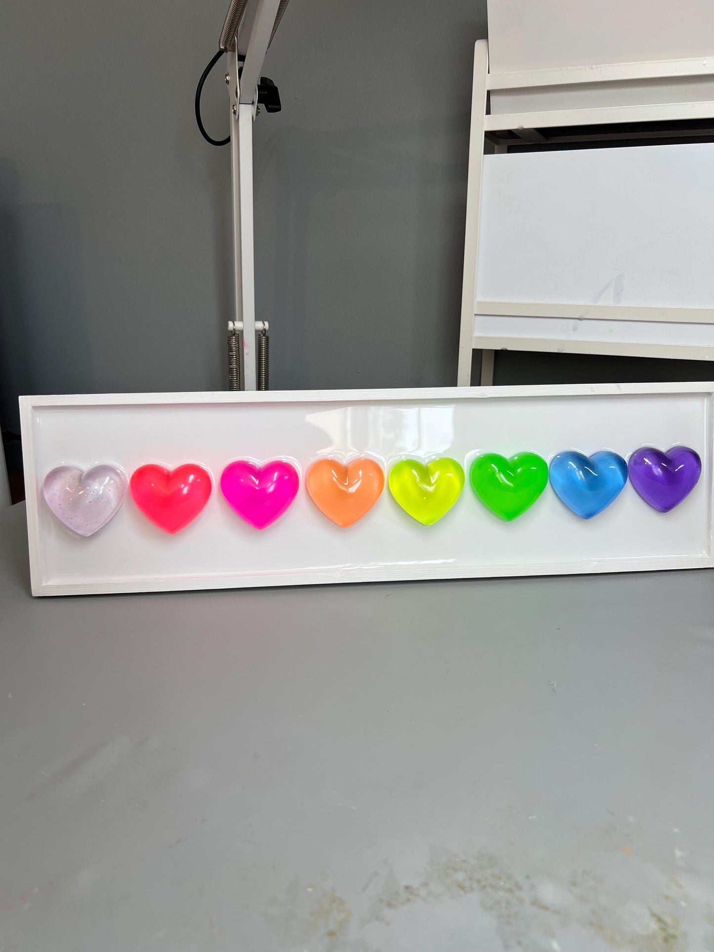 Neon Rainbow Resin Gummy Hearts Wall Art: 3D Pop Art, Dopamine Decor, Nursery Room Wall Hanging, Dopamine Decor Free US Shipping